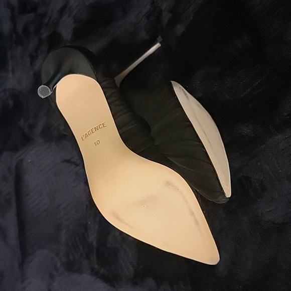 L’AGENCE MARIE POINTED TOE PUMPS SHEER RUCHED TULLE BLACK  NWOT - Picture 5 of 8